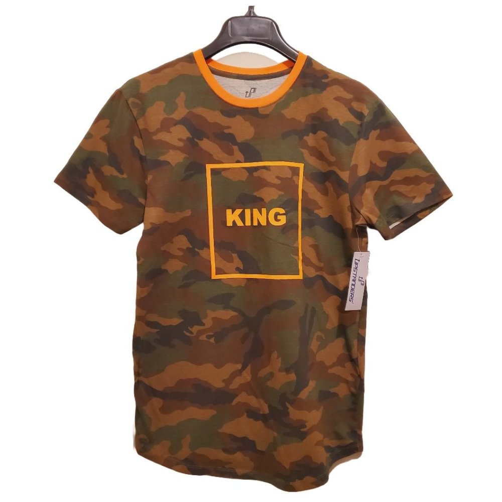 NWOT Men's Upstanders Camo with Orange Trim "King" Shirt Size Small